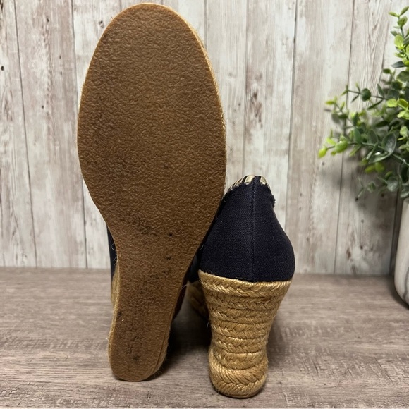 Jack Rogers Navy and Gold Wedge Espadrilles 7 - Picture 5 of 6